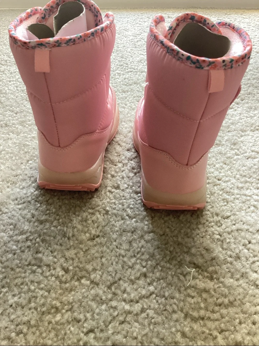 Carter's Girls' Pink Hook-and-Loop Snow Boots with Floral Trim